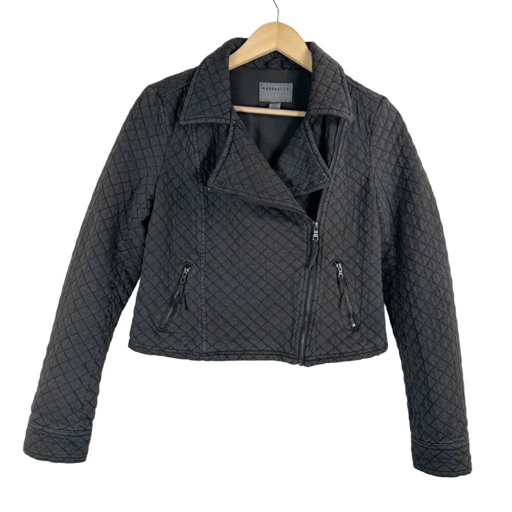 Anthropologie Marrakech Anderson Quilted Moto Jacket grey sz XS